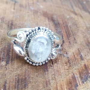 Genuine Moonstone Ring, Moonstone Silver Ring, Moonstone Ring Sterling Silver, Moonstone Ring For Women, Boho Ring, Rainbow Moonstone Ring