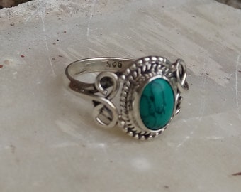 Handmade Sterling Silver Turquoise Gemstone Ring, US Size 4-10