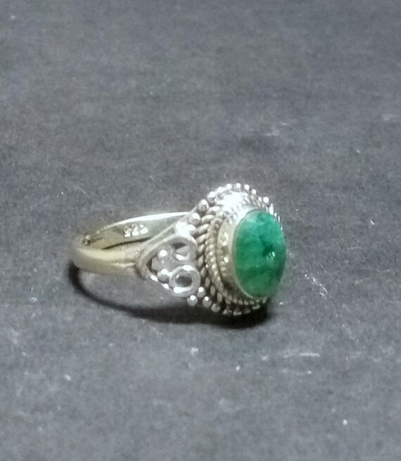 925 sterling Silver plated Stone Ring/ green Ruby… - image 3