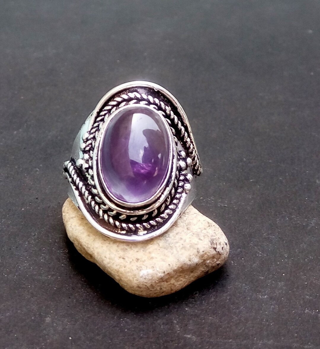 925 Sterling Silver Stone Ring/ Amethyst Stone Ring/handmade Silver ...