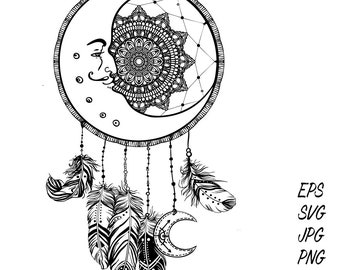 Download Moon mandala svg | Etsy