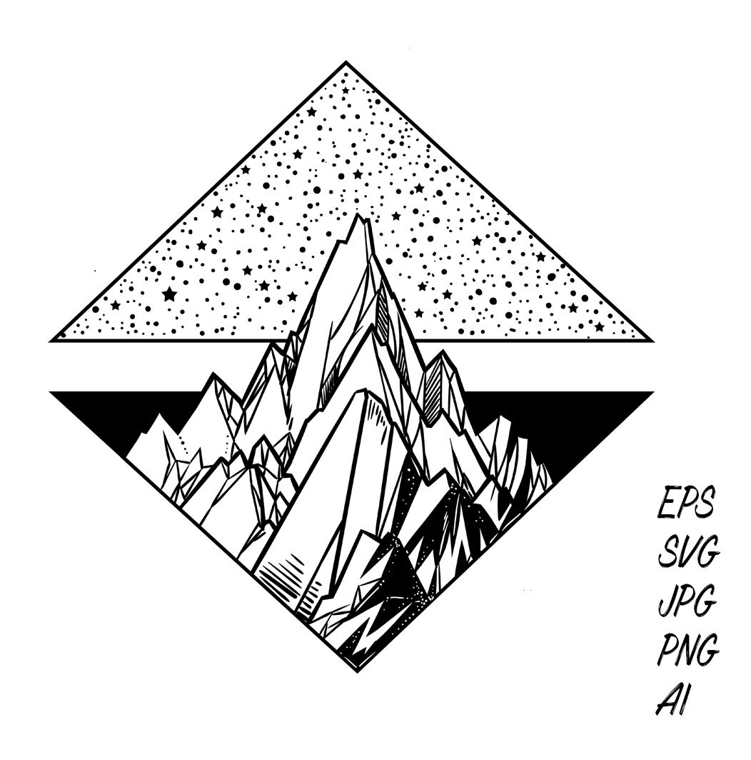 Geometrische Tattoo Motiv Himmel &amp; Berg Etsy