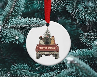 Hunting Dogs in Truck Personalized Ornament