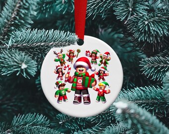 Roblox friends Ceramic Christmas ornament, Noob, PlayStation, World of Warcraft, Xbox, Gamer, Personalized ornament