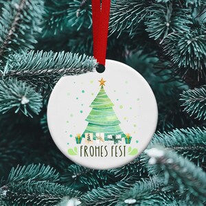 Frohes Fest Ceramic German Christmas Ornament