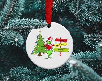 Personalized Grinch Christmas Ornament, Whoville Sign