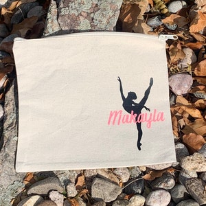 Personalized Dancer Makeup Bag, Glitter Colors Available, cheer makeup bag, Pom make up bag, dancer gift