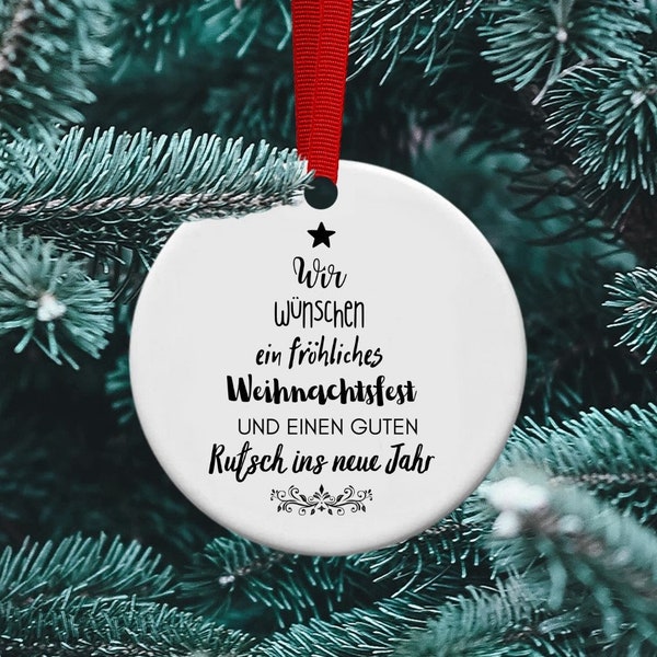Frohliche Wienachten, ein Gutes Neu Jahr, German Ornament, Personalized Ceramic Ornament