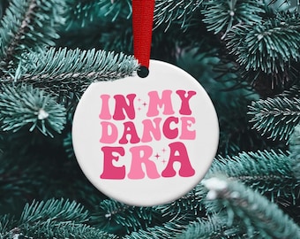 Personalized Dancer Era Ceramic Ornament, Dance Coach Gift, Black or pink, Personalized