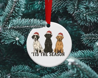 Tis The Season, Hunting Dogs, Labrador, German Short Hair, personalized ornament