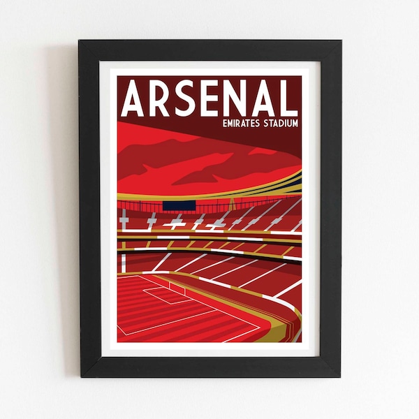 Arsenal FC, Emirates Stadium, Retro art print poster