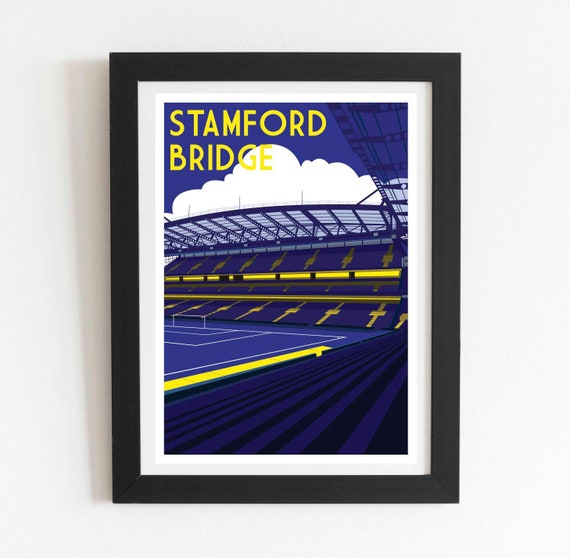 Stamford Bridge Chelsea F.C. Inspired Football Art Print Stadium Design  Blues