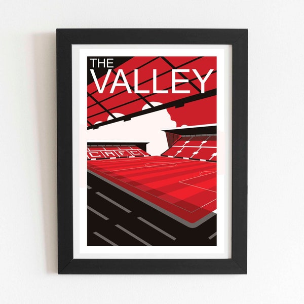 Charlton Athletic, The Valley, retro art design print poster