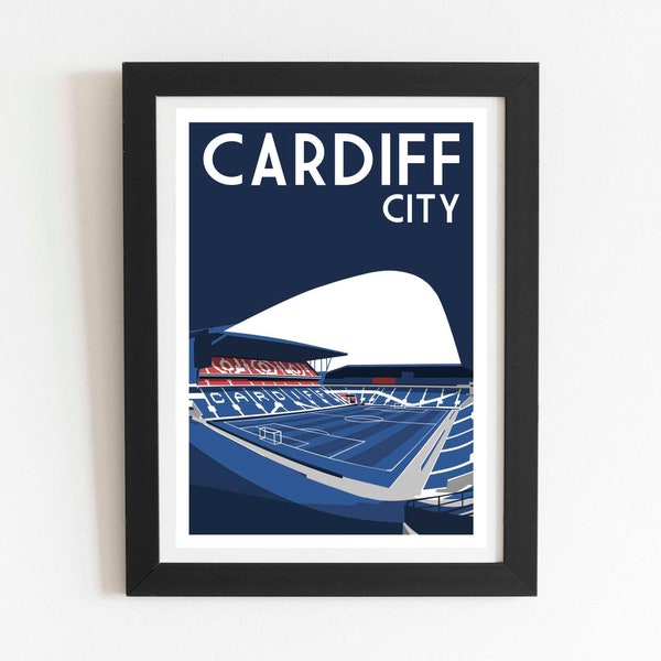 Cardiff City Stadium, Retro art print poster