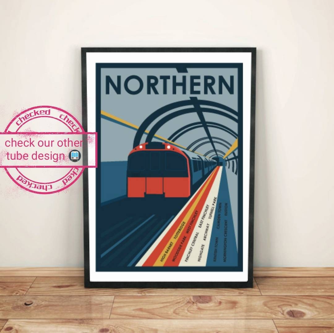 Bakerloo Line south London Underground Tube Vintage Train Art Print Poster  