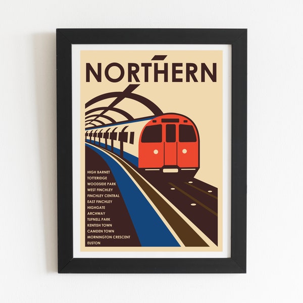 Northern Line (North - High Barnet) London Underground Tube vintage style art print poster