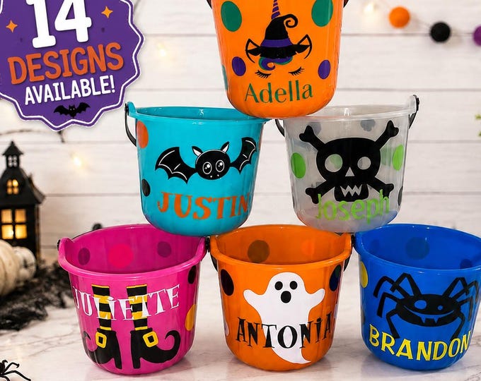 Personalized Trick or Treat Buckets, Halloween Bucket, Trick or Treat, Candy Bucket, Custom Buckets, Halloween Buckets with Name