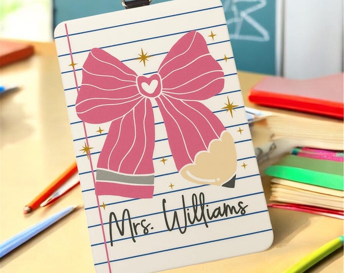 Personalized Teacher ID Badge Holder, Custom Badge Holder, Teacher Gift, ID Badge Holder, Back to School Gift, Teacher Appreciation
