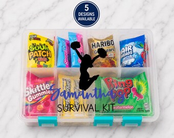 Personalized Girls Cheerleader Survival Kit | Dance Gift | Cheer Gift | Gymnastics Gift | Theater Gift | Custom Snack Box | Competition Gift