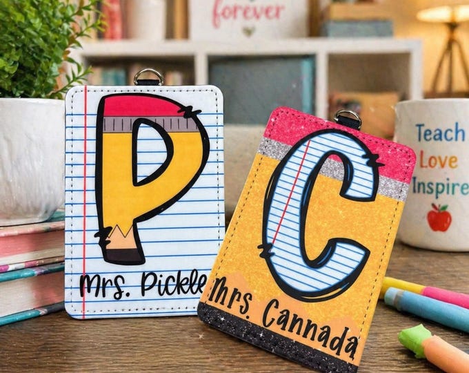 Personalized Teacher ID Badge Holder, Custom Badge Holder, Teacher Gift, ID Badge Holder, Back to School Gift, Teacher Appreciation