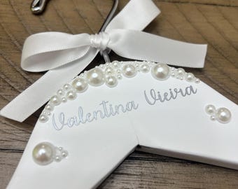 Personalized First Holy Communion Hanger with Pearls, Custom Name Dress Hanger, Communion Keepsake, Communion Hanger, Keepsake Gift