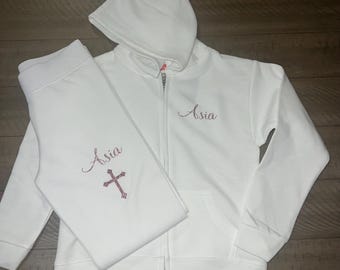 Personalized Communion Outfit, Communion Sweatsuit, White Communion Outfit, Communion Accessories, Communion Girl, Communion Jogging Set