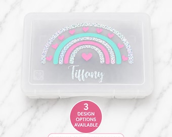 Personalized Pencil Boxes-Back to school Pencil Case-Girls school Supplies-Custom Box-Rainbox Pencil case-Personalized Storage Box