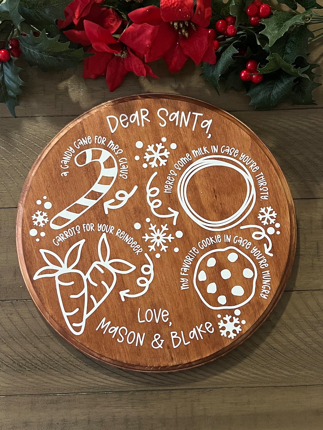 Custom Santa Cookie Platesanta Cookies Milk Traychristmas Etsy