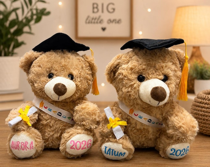 Personalized Graduation Teddy Bear 2026-keepsake-custom graduation bear with name-graduation gift-pre k-Kindergarten-5th grade-8th grade