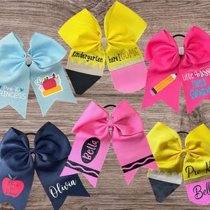 Personalized Back to School Bow,Girl Pencil Hair Bow,Cheer Bow,Picture Day,School Spirit,Crayon Bow, Apple Bow, First day of school bow