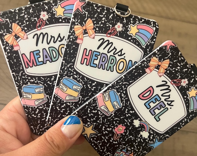 Personalized Teacher ID Badge Holder, Preppy Custom Badge Holder, Teacher Gift, ID Badge Holder, Back to School Gift, Teacher Appreciation,