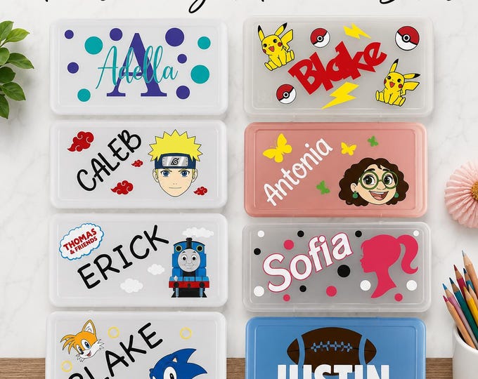 Personalized Pencil Boxes-Pencil Cases-Back to School-School Supplies-Custom Box-Sports Pencil Box-Character Box