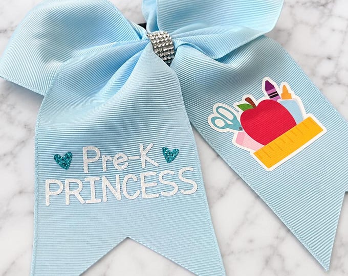 Personalized Princess Pre-K Hair Bow | Personalized Bow | Back to School Hair Bow | First Day of School Bow | School Girl Ponytail Bow