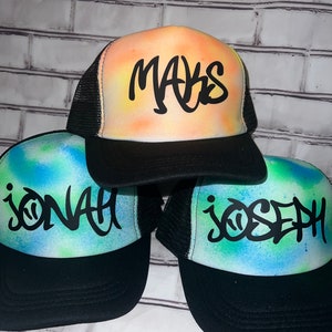 Birthday Party Favor, Hip Hop Party, Graffiti Hat, Personalized Trucker Hat, Custom Hat, Airbrush Hats, Party Favors, Boys party