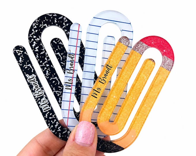 Personalized Teacher Jumbo Paper Clips Set of 3, Custom Teacher Paperclips, Personalized Paperclip, Teacher Appreciation Gift,Back to School