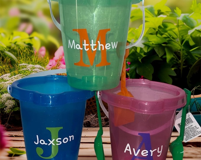 Personalized Beach Buckets Kids Name Buckets Bucket Favors Party Favors Class Gifts Custom Beach Buckets End of Year Gift