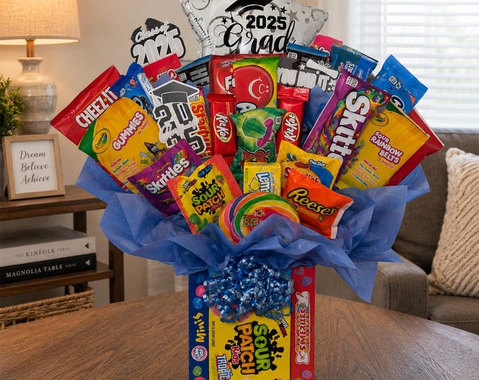 Jumbo Graduation Candy Bouquet | Graduation Snack Box Gift | Kids Graduation Candy | Candy Arrangement | Graduation Class of 2026 Treat Box