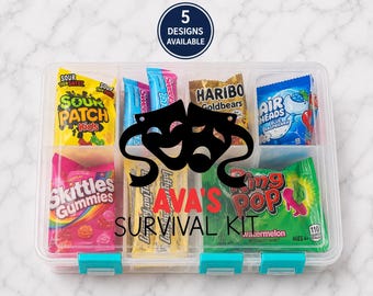 Personalized Girls Theater Survival Kit | Dance Gift | Cheer Gift | Gymnastics Gift | Cheerleader Gift | Custom Snack Box | Competition Gift