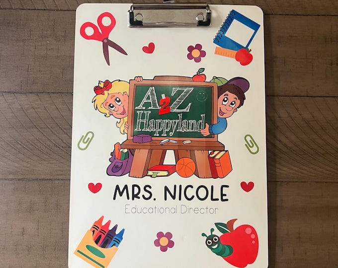 Personalized Daycare Clipboard with School Logo, Custom Teacher Clip Board, Preschool, Childcare, School Staff Gift