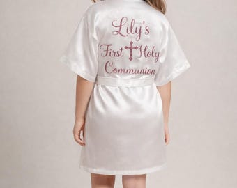 Personalized Glitter Communion Robe, Custom Robe, Communion Apron, White Communion Robe, Communion Accessory, Communion Girl, Girls gift