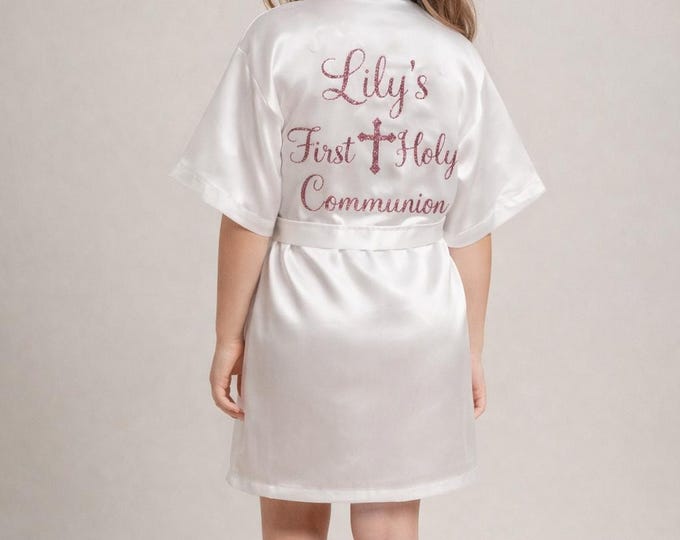 Personalized Glitter Communion Robe, Custom Robe, Communion Apron, White Communion Robe, Communion Accessory, Communion Girl, Girls gift