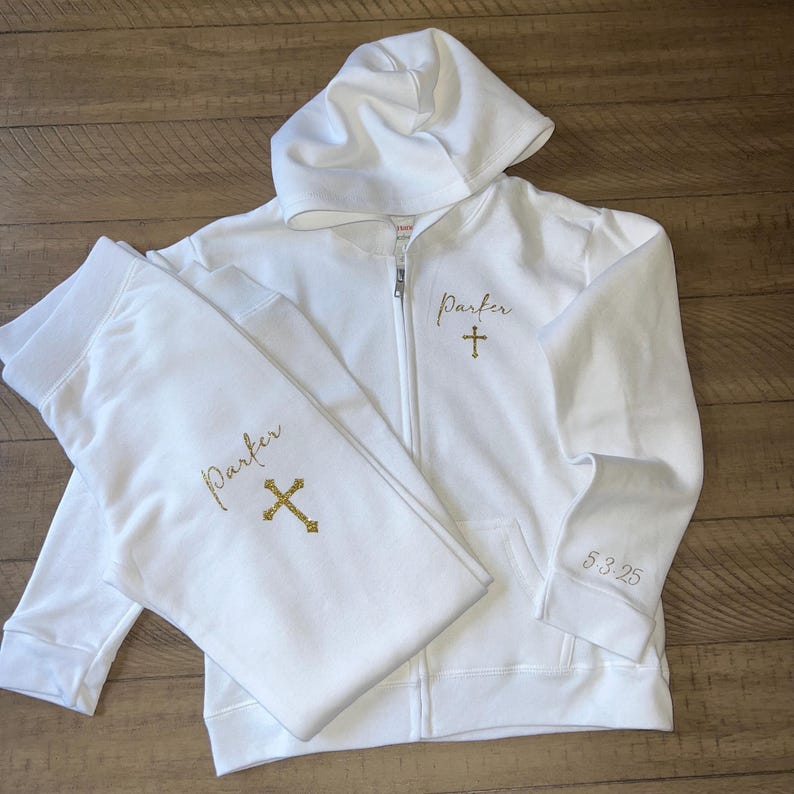 Conjunto de Primera Comunión personalizado, chándal de Primera Comunión, conjunto blanco de Primera Comunión, accesorios de Primera Comunión, niña de Primera Comunión, conjunto deportivo de Primera Comunión imagen 14