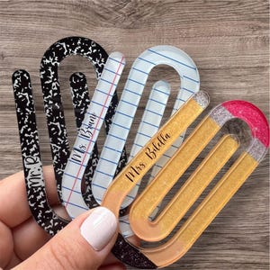 Teacher Jumbo Paper clip Set of 3 Personalized Paperclip Teacher Gift Pencil Notebook Looseleaf Paperclip Teacher Appreciation Gift Bookmark