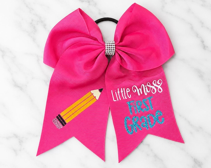 Personalized Little Miss Grade Hair Bow | Personalized Bow | Back to School Hair Bow | First Day of School Bow | School Girl Ponytail Bow