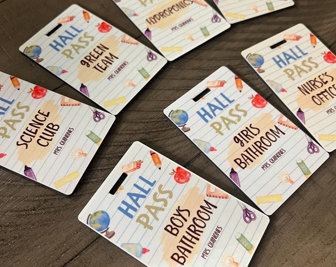 Personalized Teacher Hall Passes, Classroom Bathroom Pass, Custom Class Pass, Teacher Gift, Back to school Teacher Item, Bathroom Hall Pass
