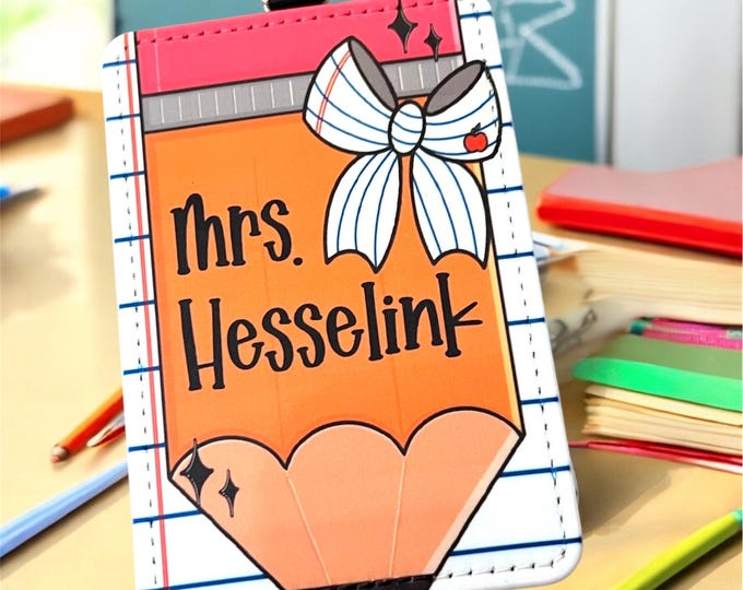 Personalized Teacher ID Badge Holder, Custom Badge Holder, Teacher Gift, ID Badge Holder, Back to School Gift, Teacher Appreciation