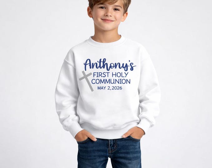 Personalized First Holy Communion Shirt for Boys, Custom Communion Sweatshirt, Boys Communion Shirt, Catholic Communion Outfit