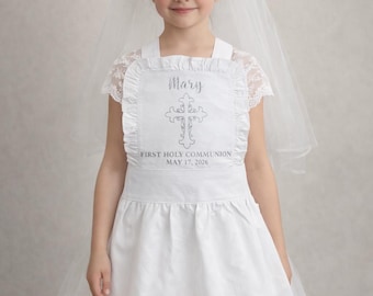 Delantal de comunión personalizado, delantal personalizado, delantal de comunión, delantal de comunión blanco, accesorio de comunión, niña de comunión, regalo para niñas