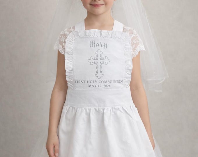 Personalized Communion Dress Apron, Custom Apron, Communion Apron, White Communion Apron, Communion Accessory, Communion Girl, Girls gift