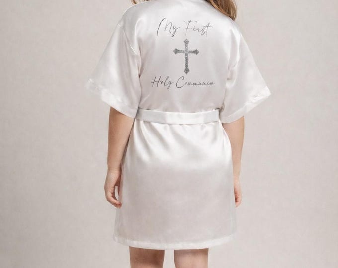 Personalized Glitter Communion Robe, Custom Robe, Communion Apron, White Communion Robe, Communion Accessory, Communion Girl, Girls gift